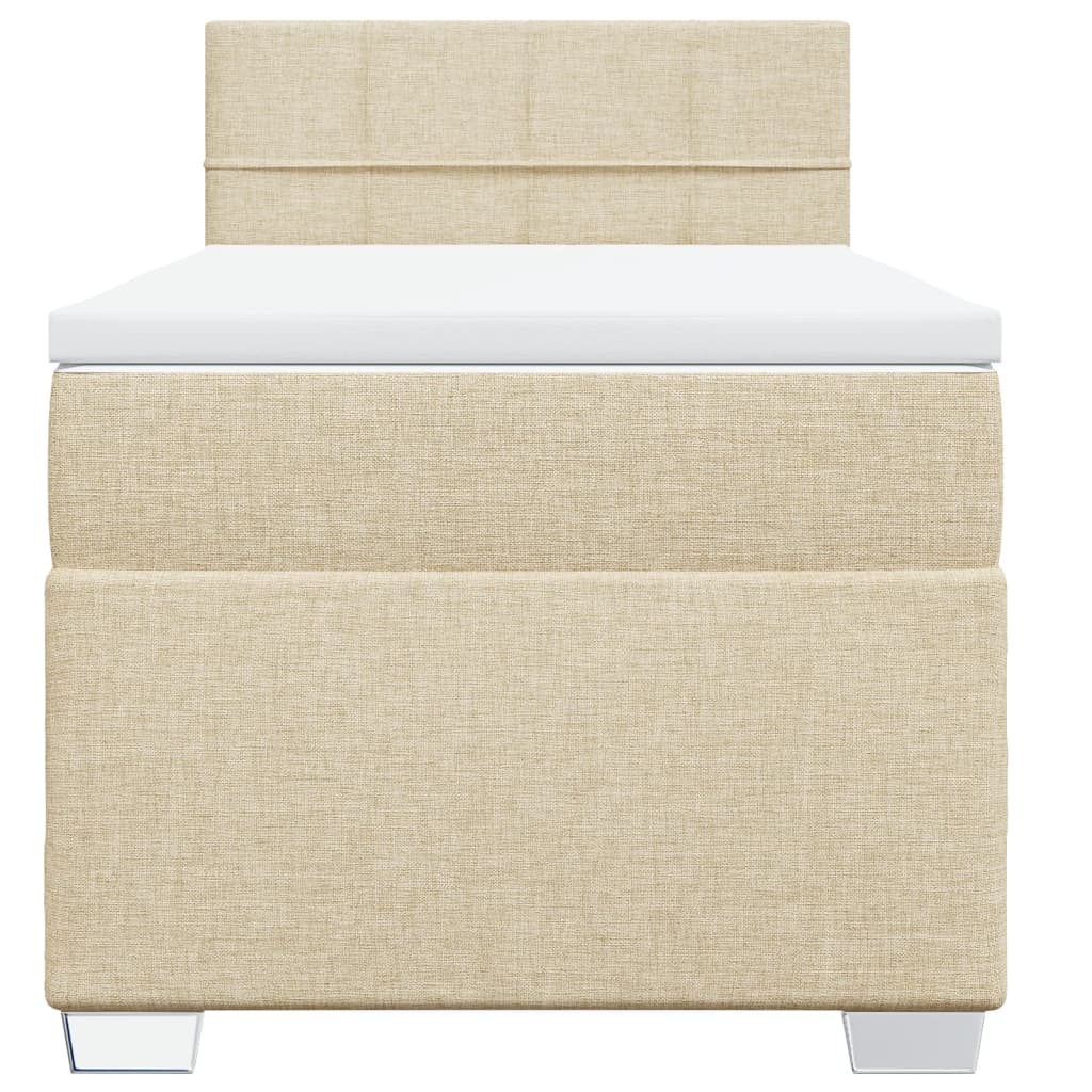 kontinentalseng med madras 90x190 cm stof cremefarvet
