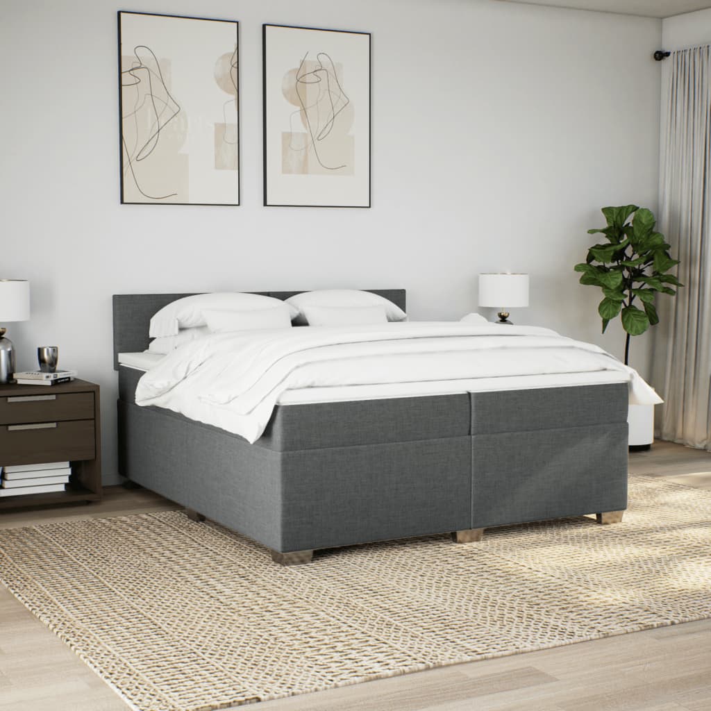 kontinentalseng med madras 200x200 cm stof mørkegrå