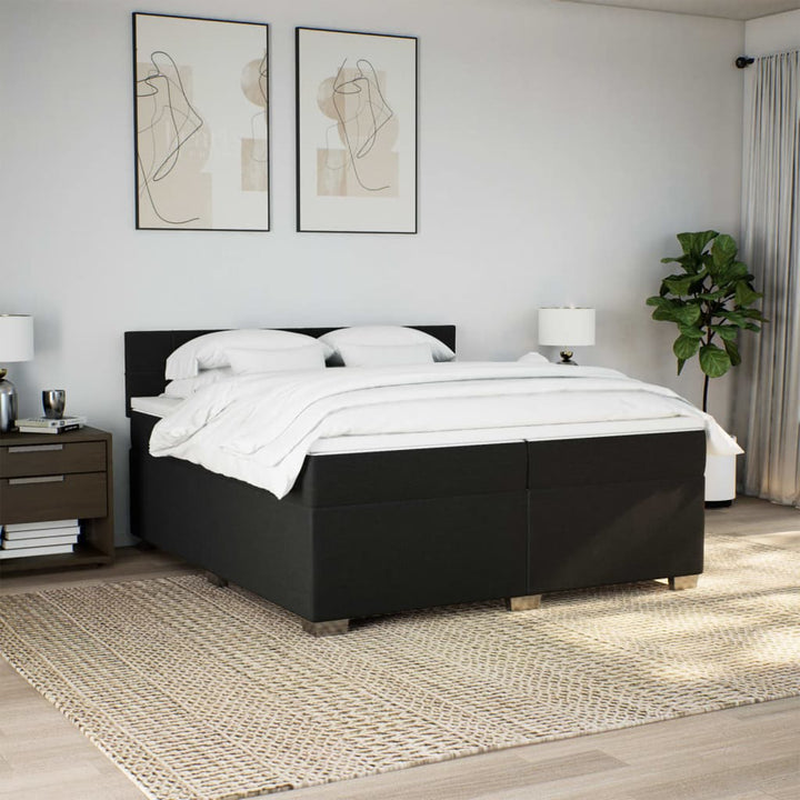 kontinentalseng med madras 200x200 cm stof sort