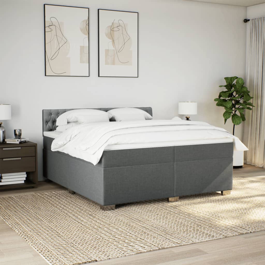 kontinentalseng med madras 200x200 cm stof mørkegrå