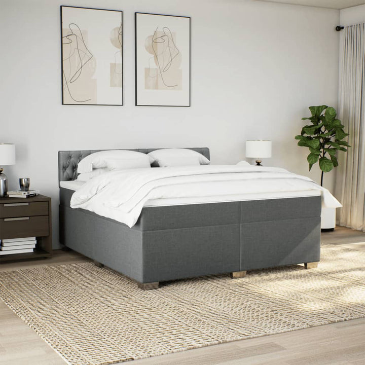 kontinentalseng med madras 200x200 cm stof mørkegrå