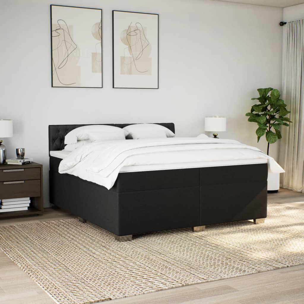 kontinentalseng med madras 200x200 cm stof sort