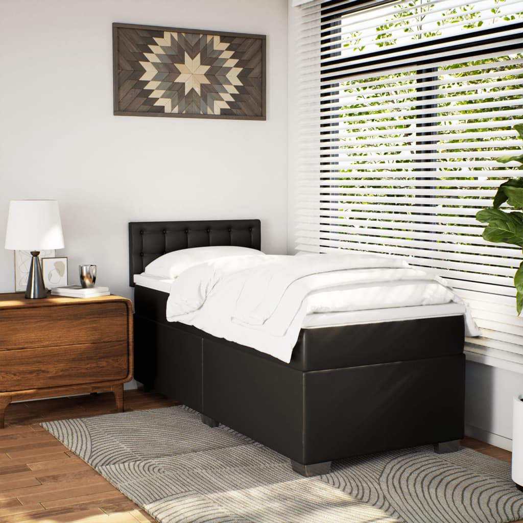 kontinentalseng med madras 90x190 cm kunstlæder sort