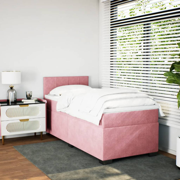 kontinentalseng med madras 80x200 cm fløjl lyserød