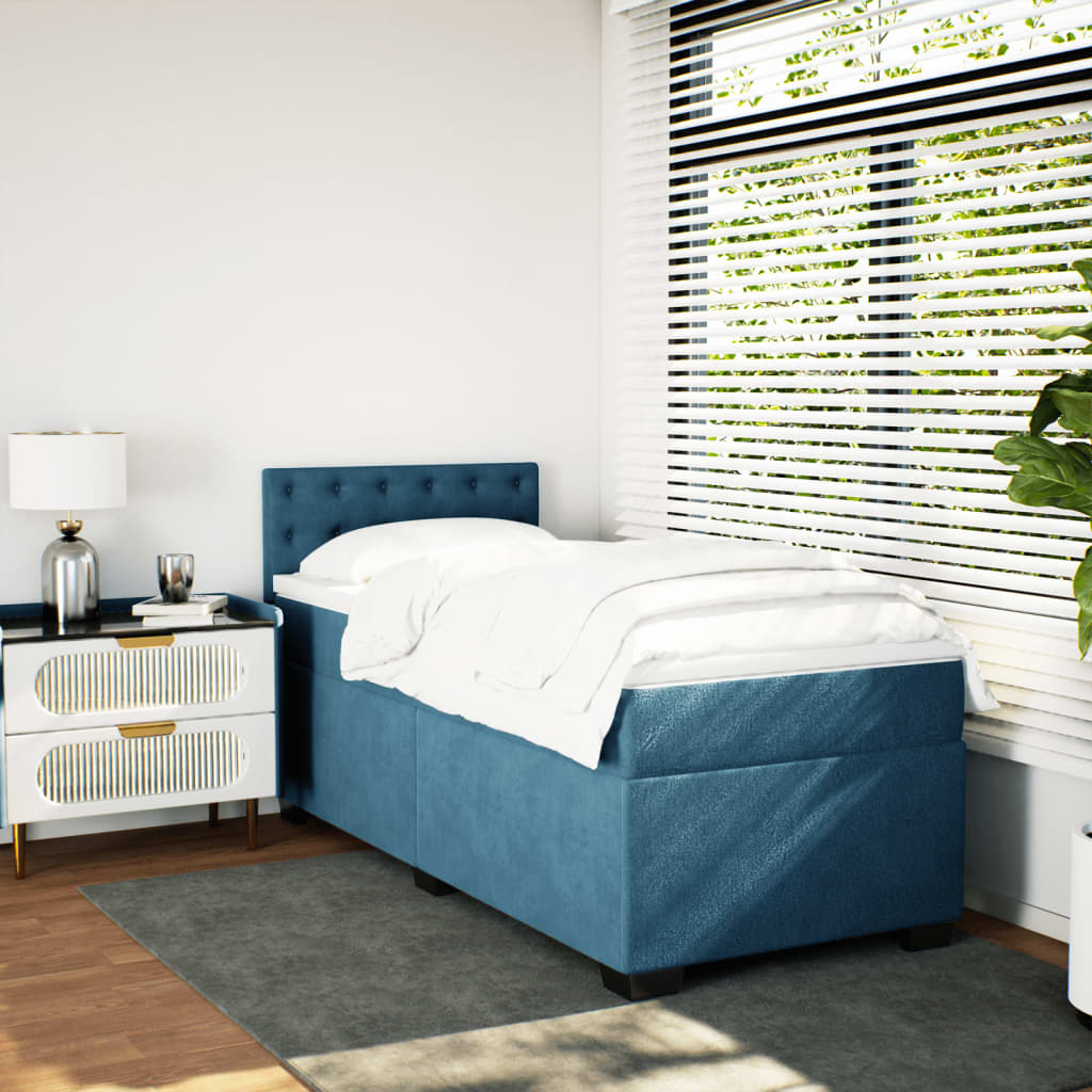 kontinentalseng med madras 80x200 cm fløjl mørkeblå