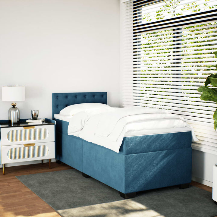 kontinentalseng med madras 80x200 cm fløjl mørkeblå