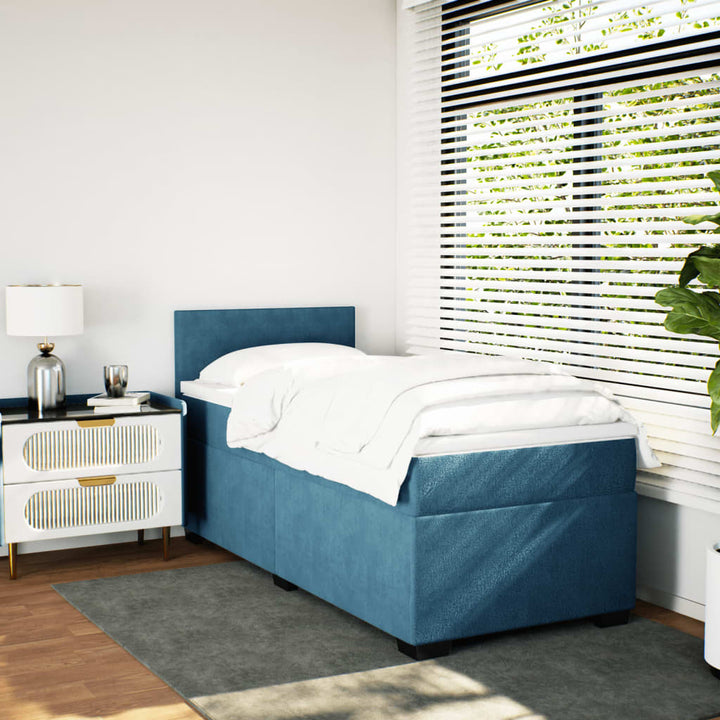 kontinentalseng med madras 90x190 cm fløjl mørkeblå