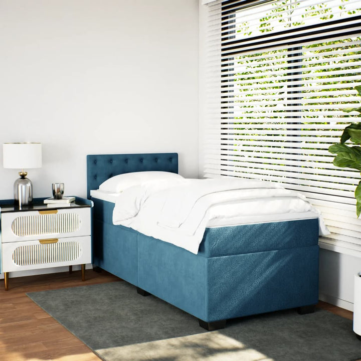 kontinentalseng med madras 90x190 cm fløjl mørkeblå