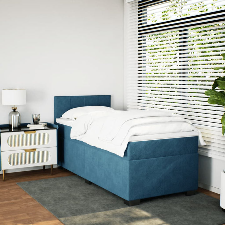 kontinentalseng med madras 90x190 cm fløjl mørkeblå
