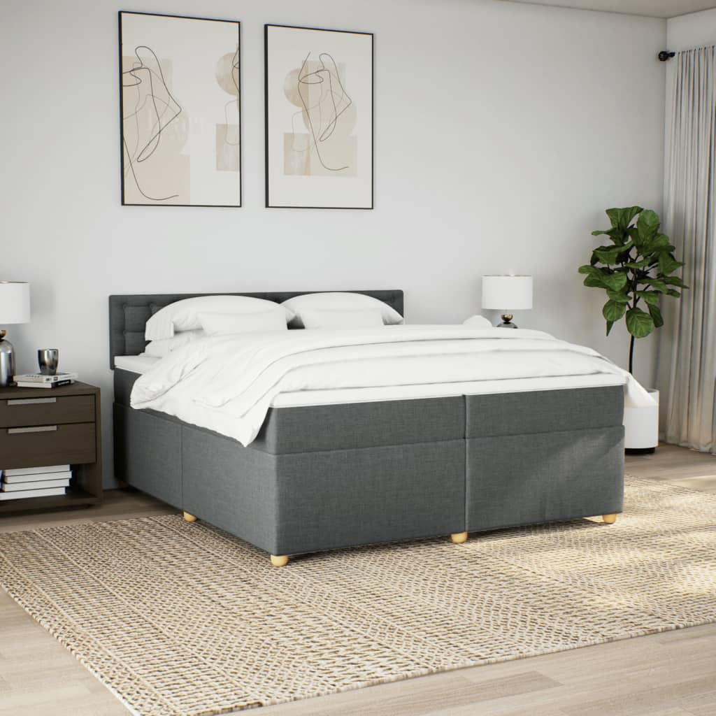 kontinentalseng med madras 200x200 cm stof mørkegrå