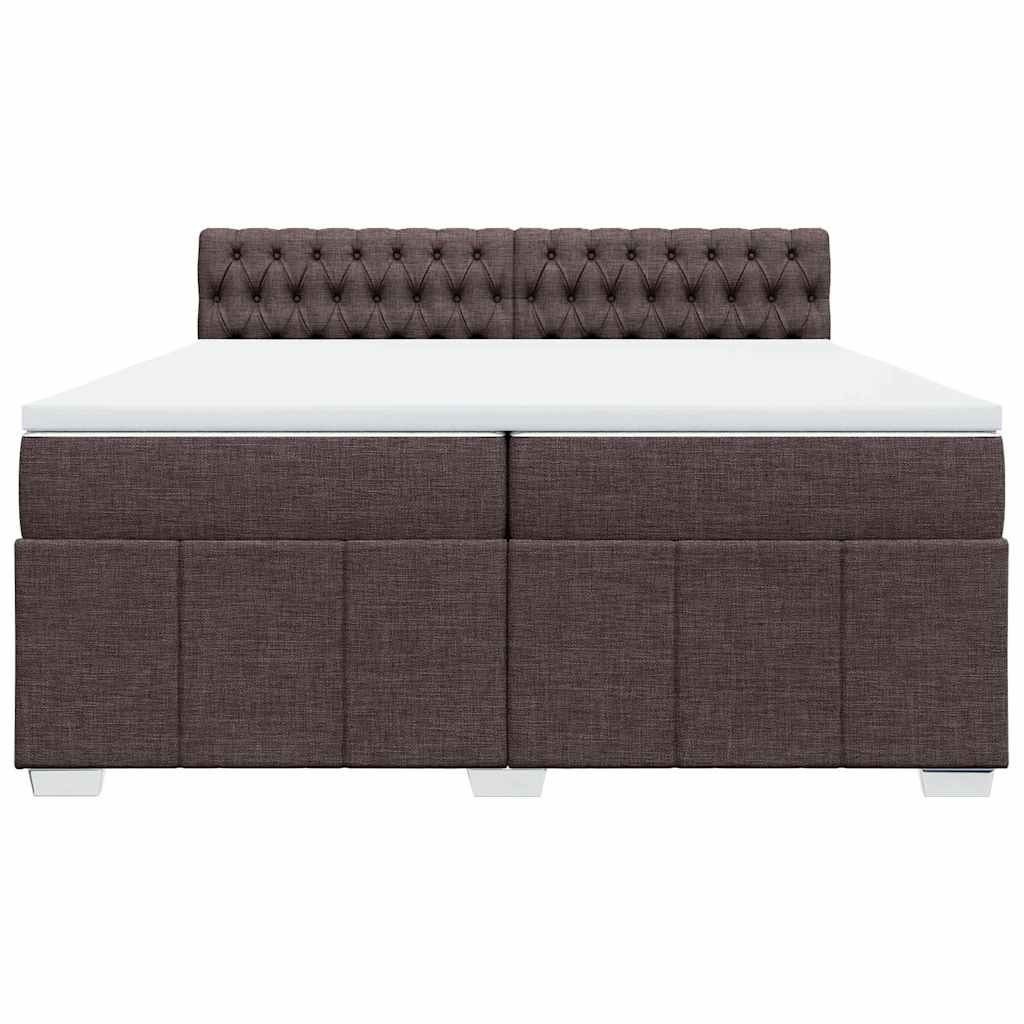 kontinentalseng med madras 200x200 cm stof mørkebrun