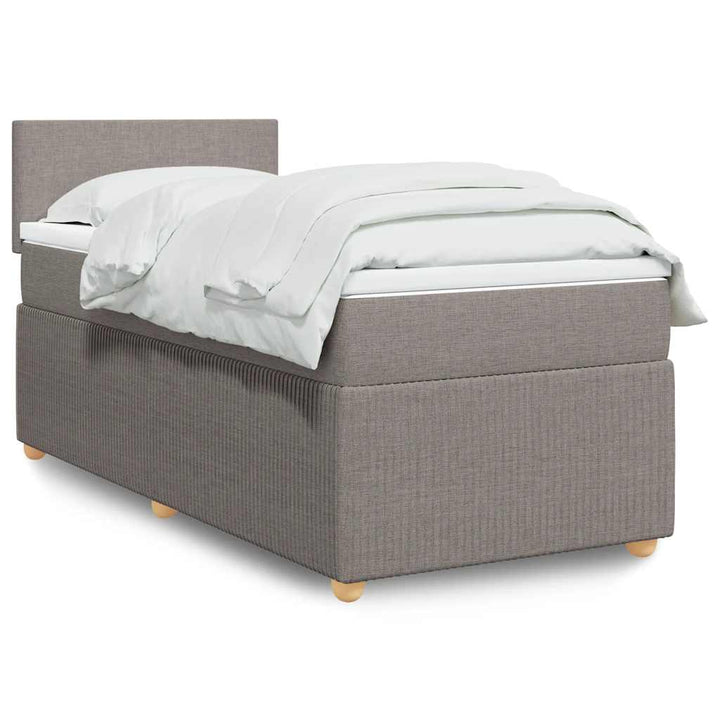kontinentalseng med madras 90x190 cm stof gråbrun