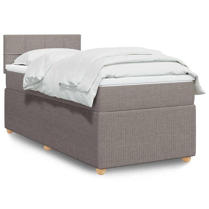 kontinentalseng med madras 90x190 cm stof gråbrun