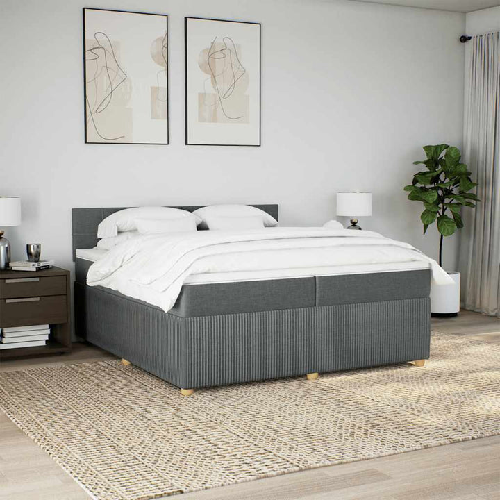 kontinentalseng med madras 200x200 cm stof mørkegrå