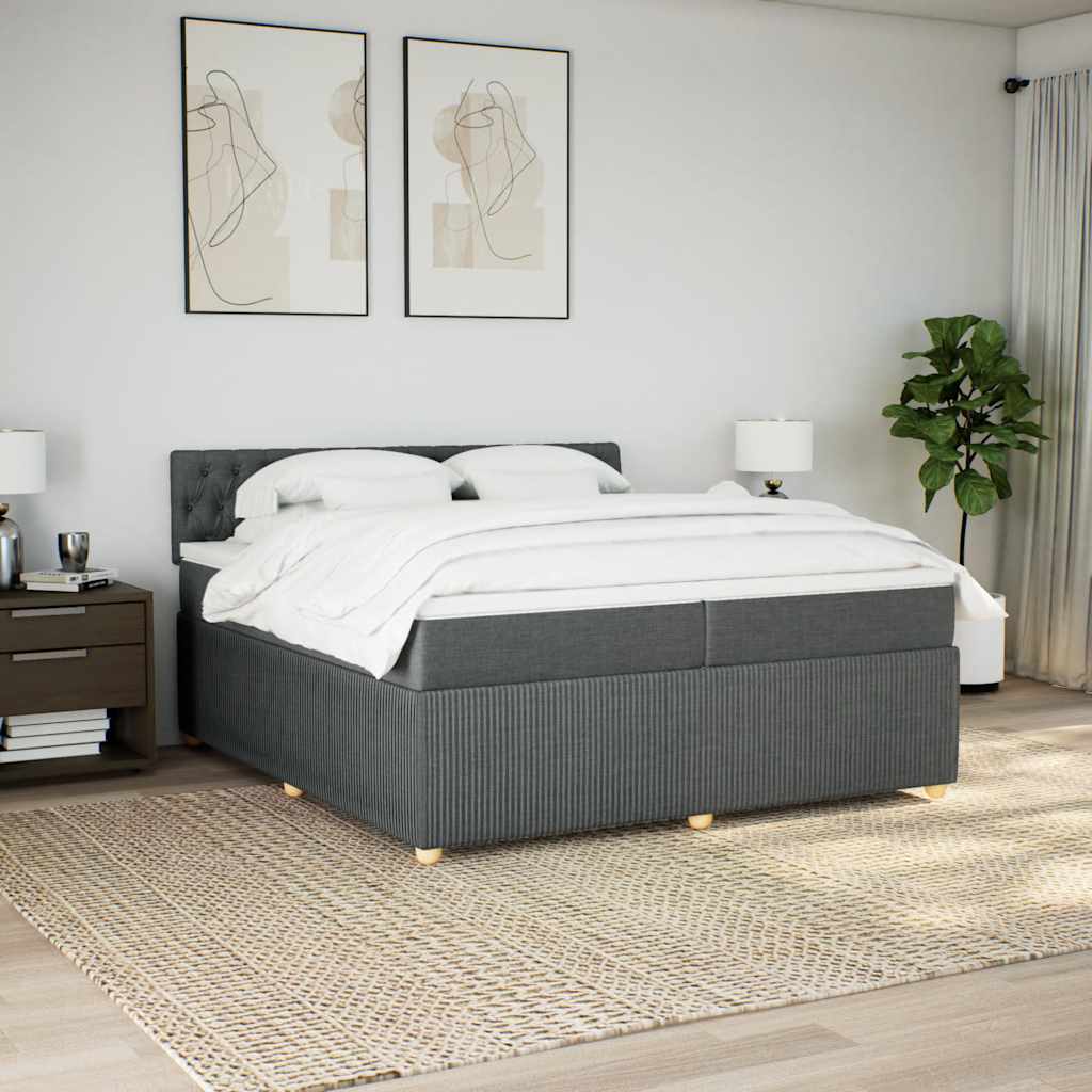 kontinentalseng med madras 200x200 cm stof mørkegrå