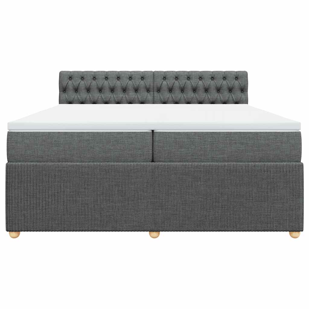 kontinentalseng med madras 200x200 cm stof mørkegrå