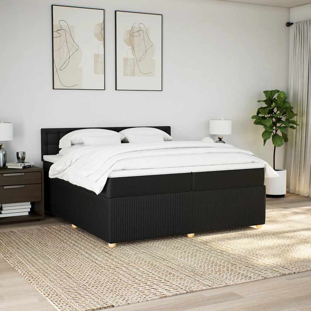 kontinentalseng med madras 200x200 cm stof sort