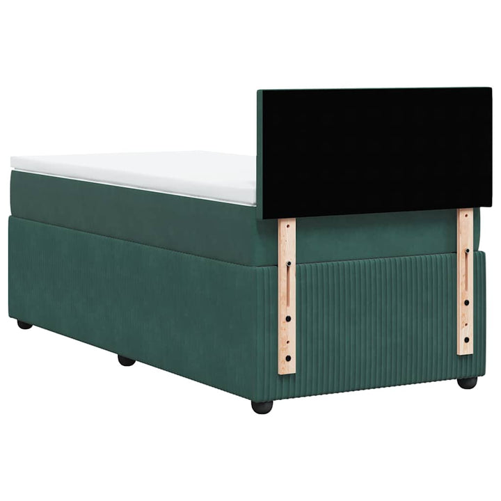 kontinentalseng med madras 80x200 cm fløjl mørkegrøn