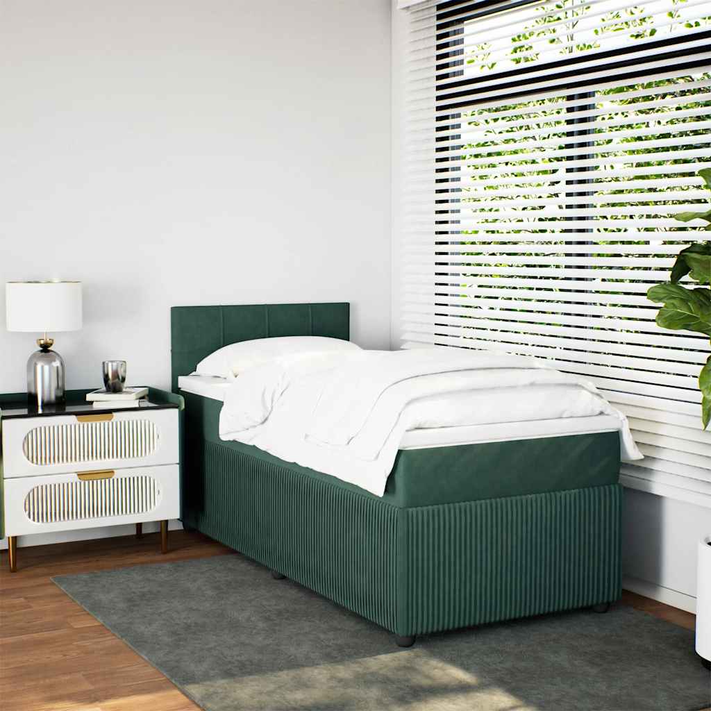 kontinentalseng med madras 80x200 cm fløjl mørkegrøn