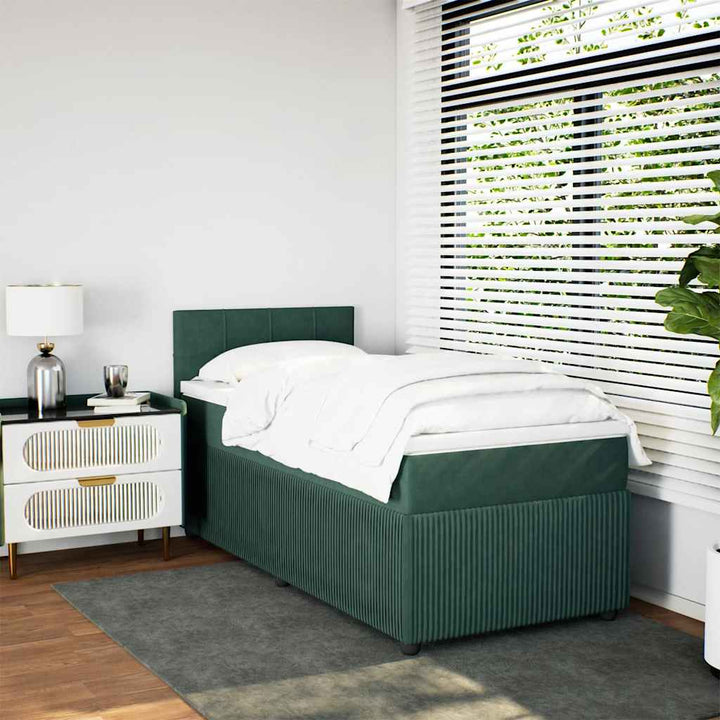 kontinentalseng med madras 80x200 cm fløjl mørkegrøn