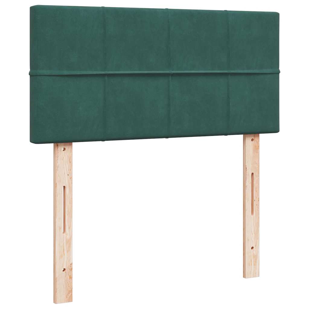 kontinentalseng med madras 80x200 cm fløjl mørkegrøn