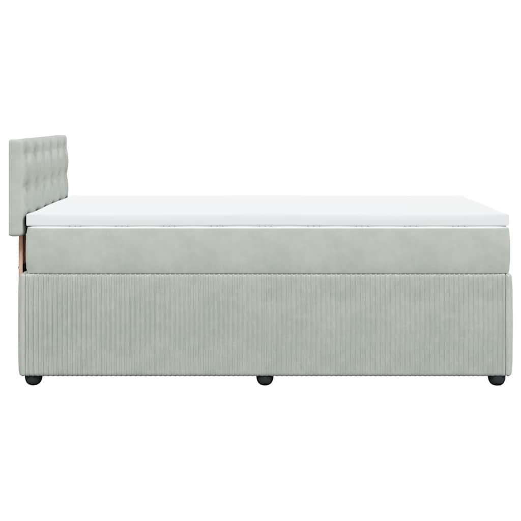 kontinentalseng med madras 90x190 cm fløjl lysegrå