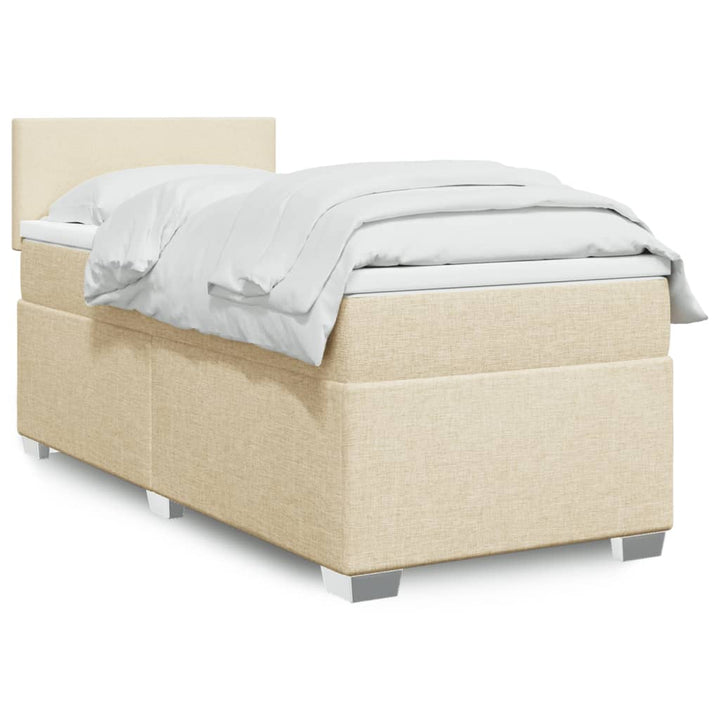 kontinentalseng med madras 90x190 cm stof cremefarvet