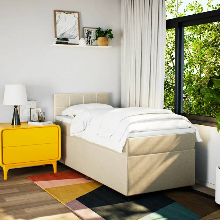 kontinentalseng med madras 90x190 cm stof cremefarvet