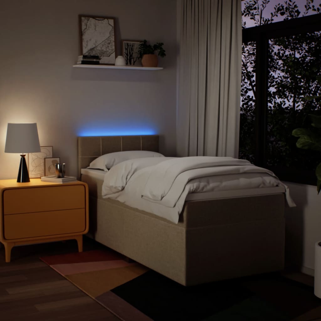 kontinentalseng med madras 90x190 cm stof cremefarvet