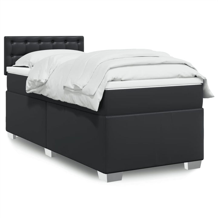 kontinentalseng med madras 90x190 cm kunstlæder sort