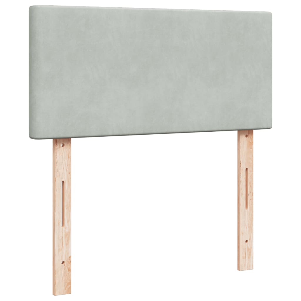 kontinentalseng med madras 90x190 cm fløjl lysegrå