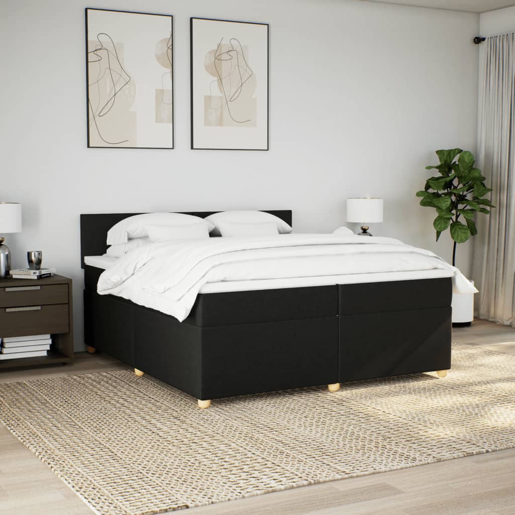 kontinentalseng med madras 200x200 cm stof sort