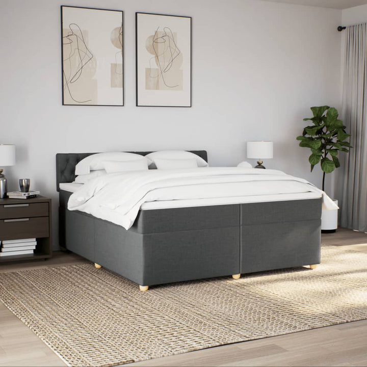 kontinentalseng med madras 200x200 cm stof mørkegrå