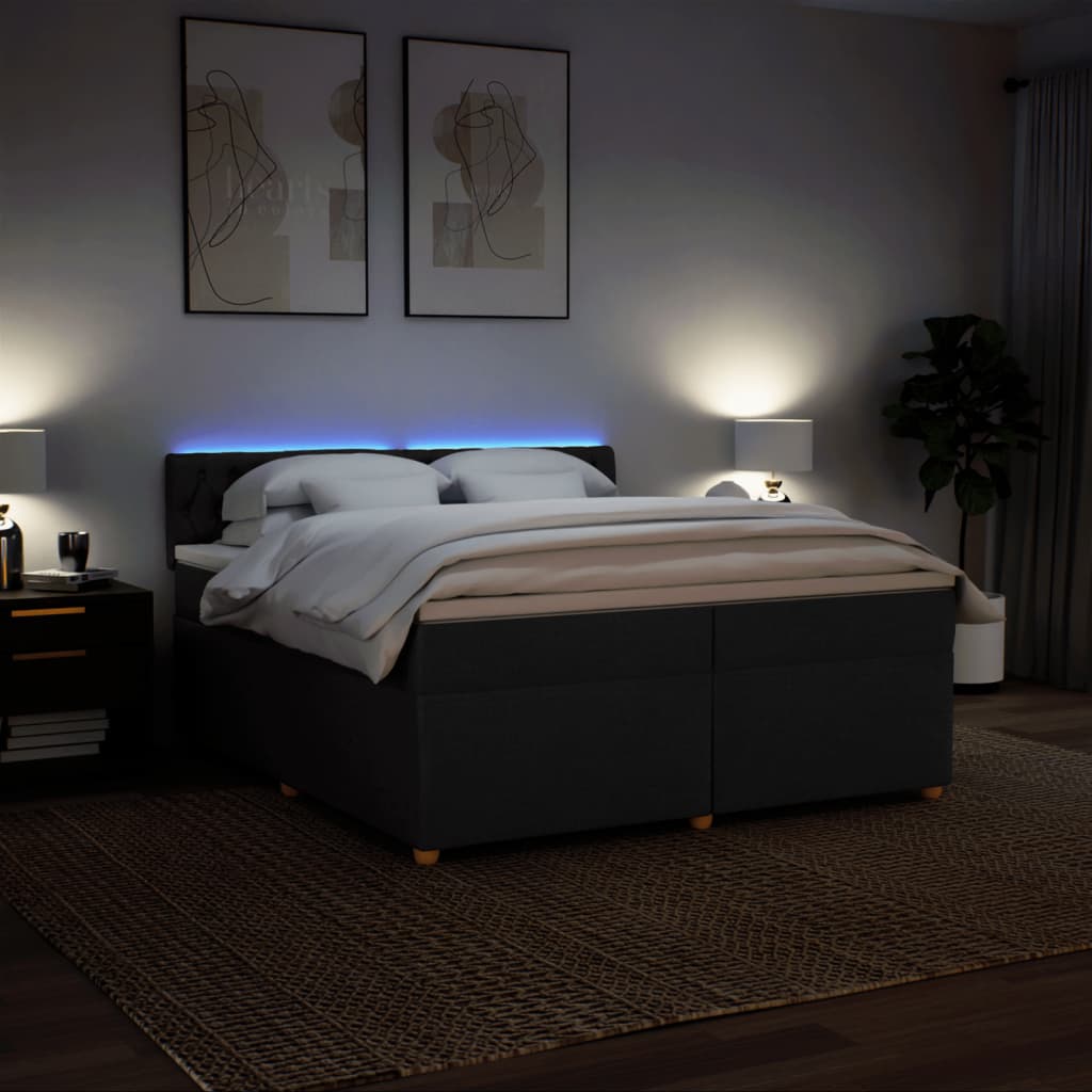 kontinentalseng med madras 200x200 cm stof sort