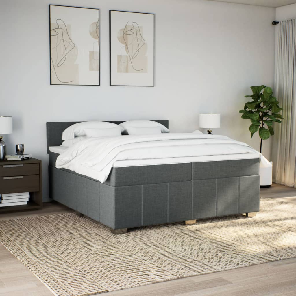 kontinentalseng med madras 200x200 cm stof mørkegrå