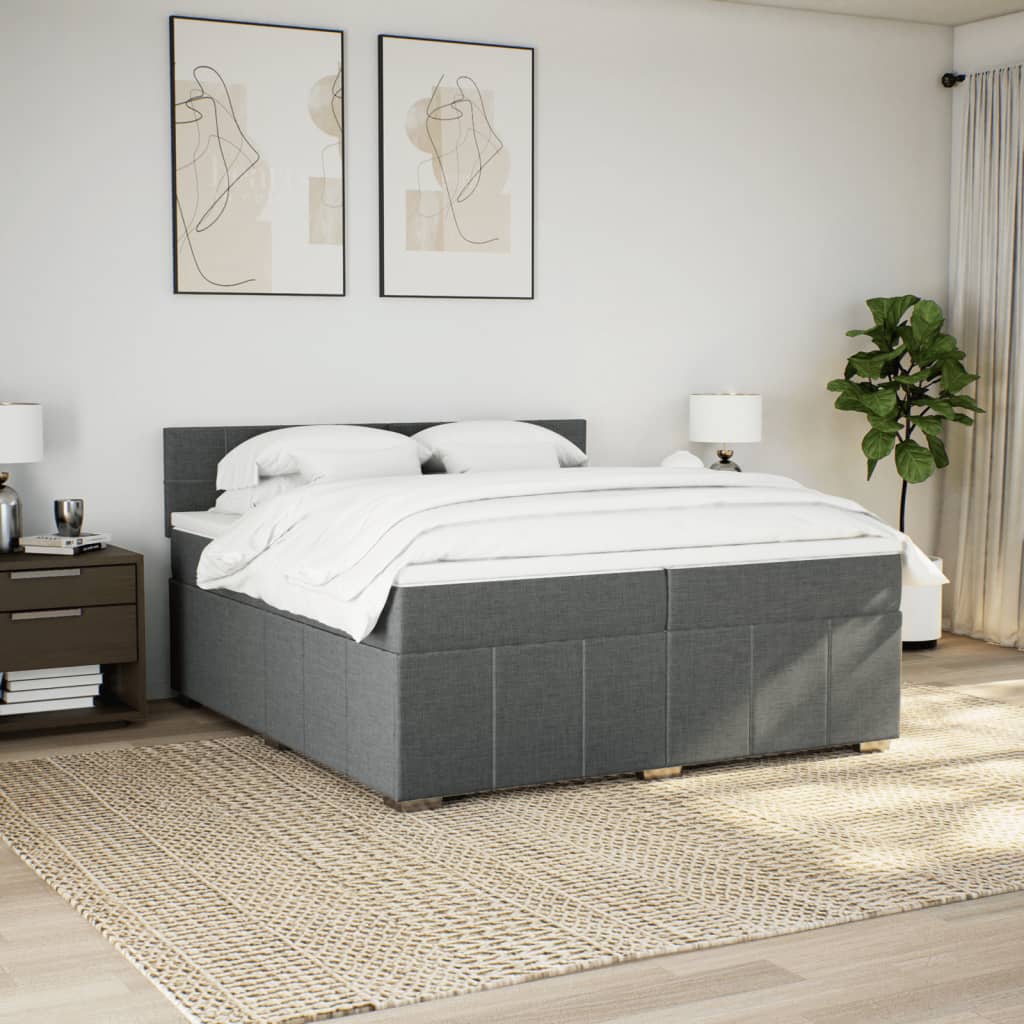 kontinentalseng med madras 200x200 cm stof mørkegrå