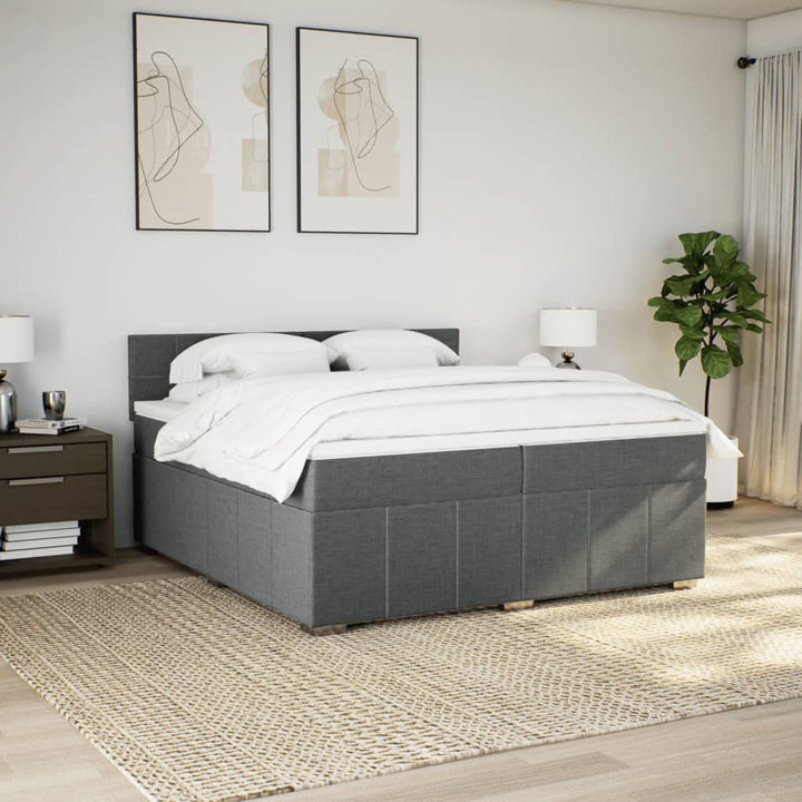 kontinentalseng med madras 200x200 cm stof mørkegrå