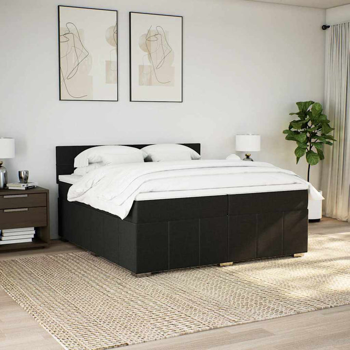 kontinentalseng med madras 200x200 cm stof sort