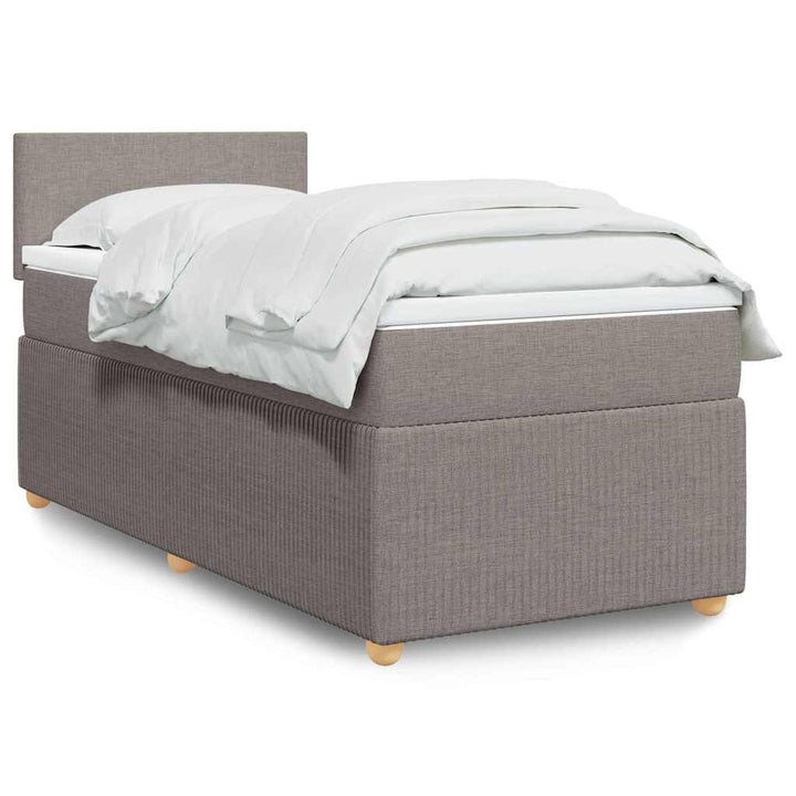 kontinentalseng med madras 90x190 cm stof gråbrun