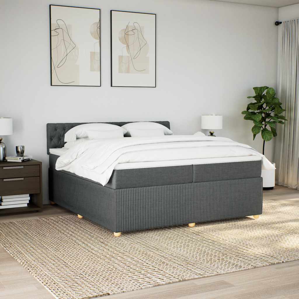 kontinentalseng med madras 200x200 cm stof mørkegrå