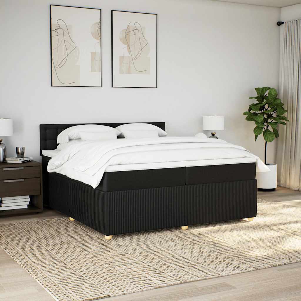kontinentalseng med madras 200x200 cm stof sort