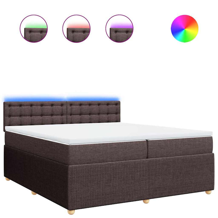 kontinentalseng med madras 200x200 cm stof mørkebrun