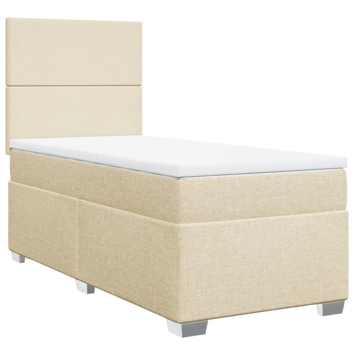 kontinentalseng med madras 90x190 cm stof cremefarvet