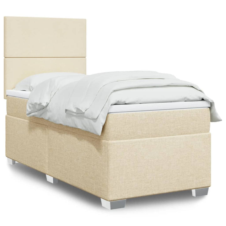 kontinentalseng med madras 90x190 cm stof cremefarvet