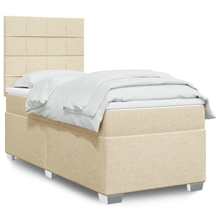 kontinentalseng med madras 90x190 cm stof cremefarvet