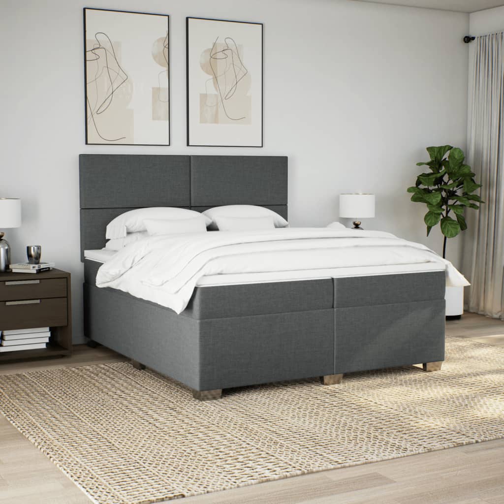 kontinentalseng med madras 200x200 cm stof mørkegrå