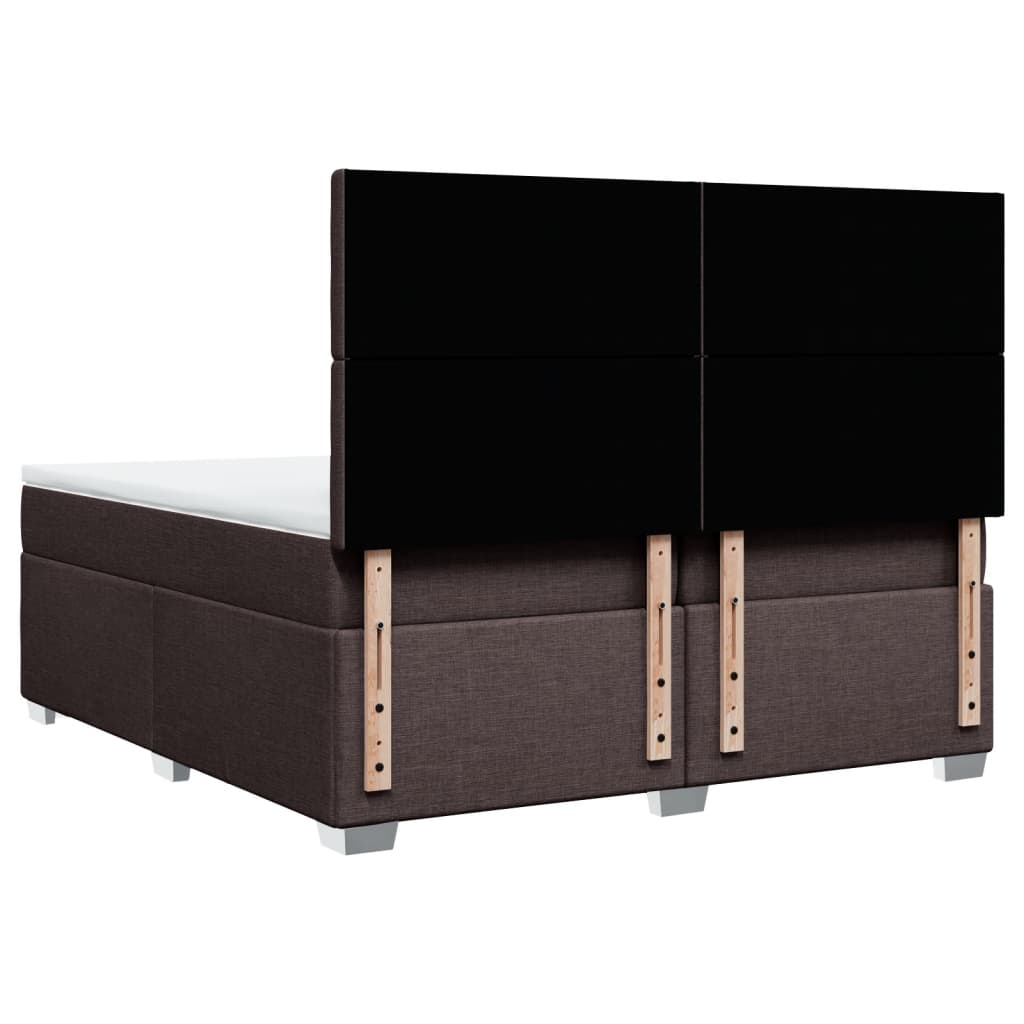 kontinentalseng med madras 200x200 cm stof mørkebrun