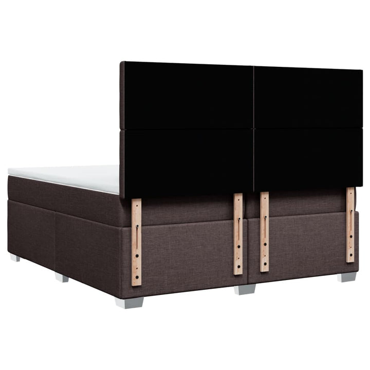 kontinentalseng med madras 200x200 cm stof mørkebrun