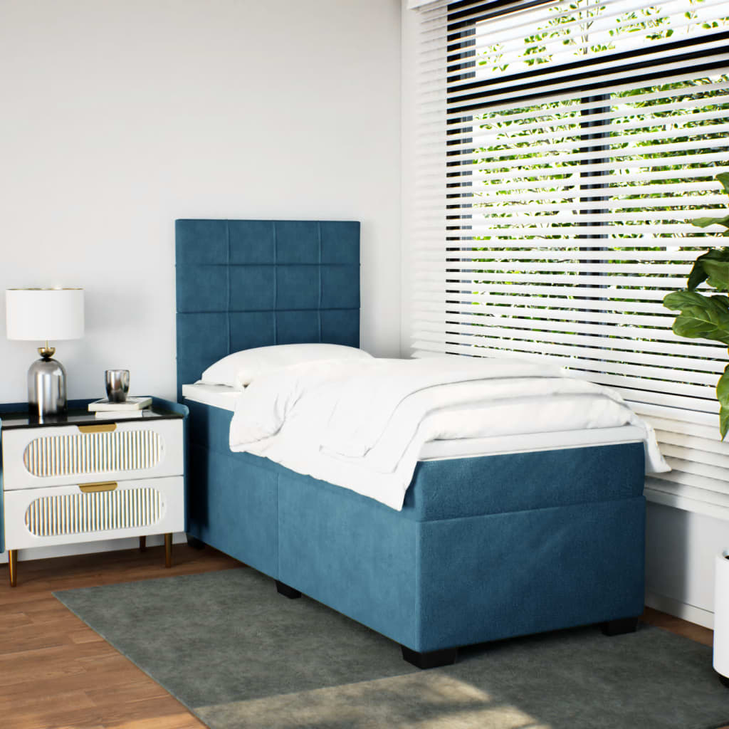 kontinentalseng med madras 80x200 cm fløjl blå