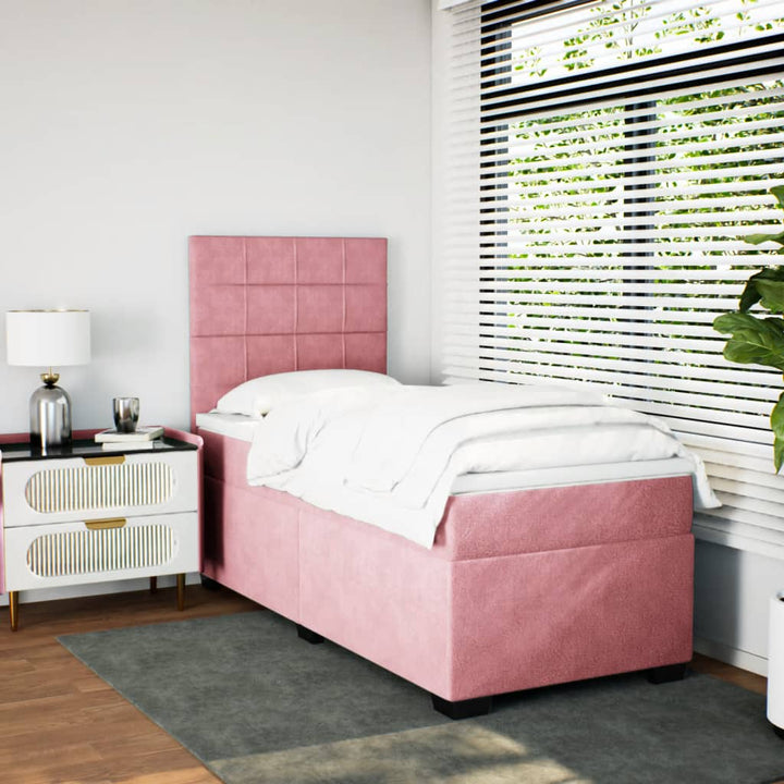 kontinentalseng med madras 80x200 cm fløjl lyserød